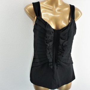 White house black market ruffled pleated shelf bra tank top size M